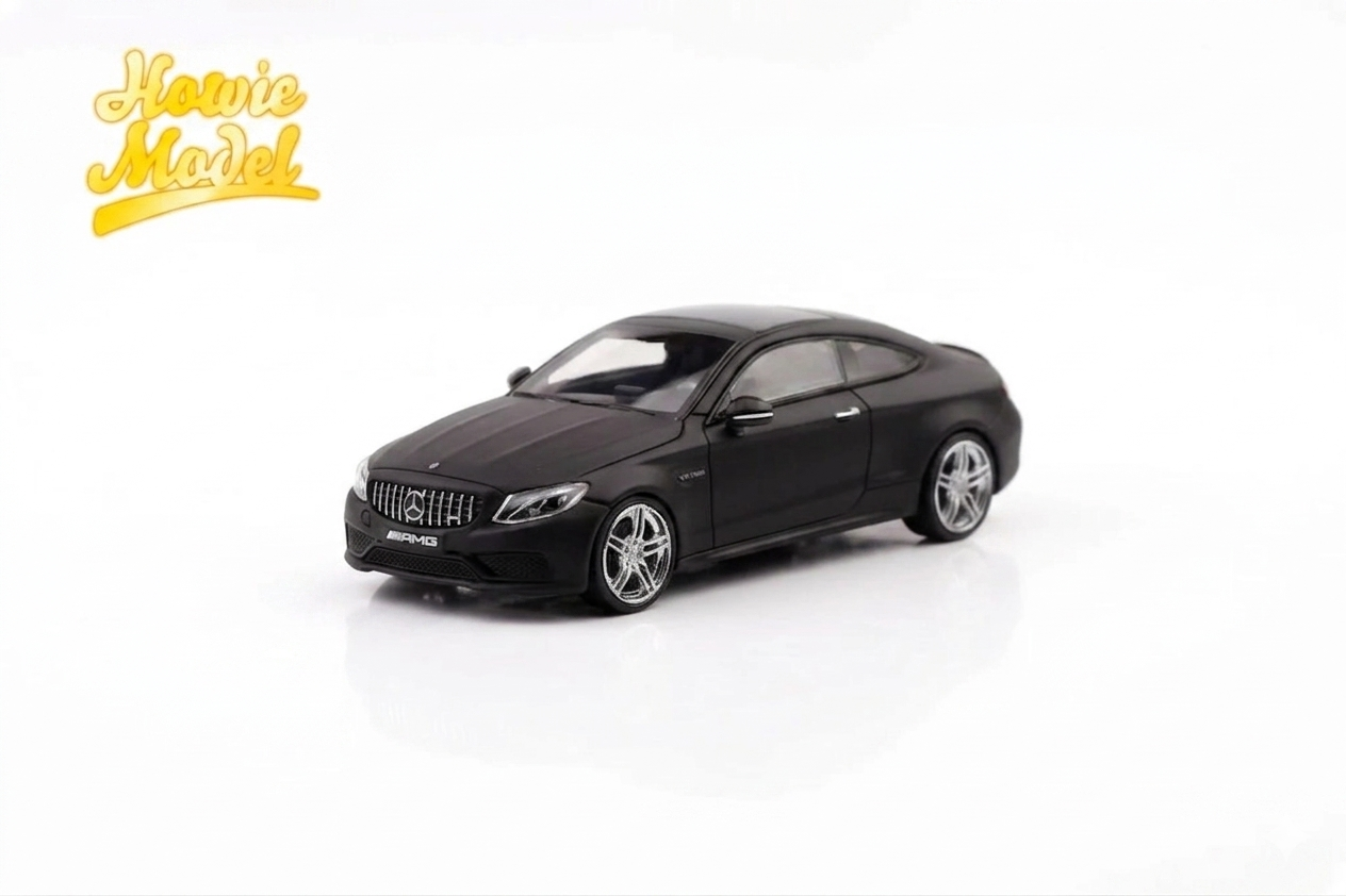 Howie Model 1:64 Mercedes-Benz AMG C63 S Coupe Diecast Model Car – Matte Black Premium Collector Edition