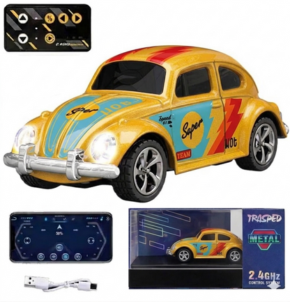 Trasped 1:64 Mini RC Car CoolCar HG4-108 – Pocket Size Remote Control Car with LED Lights, App Control & Rechargeable Battery (3 Colors)