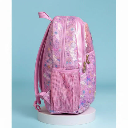SMIGGLE Cosmos Classic Backpack – 16 Inch | Holographic Sequins & Iridescent Golden Pink Finish