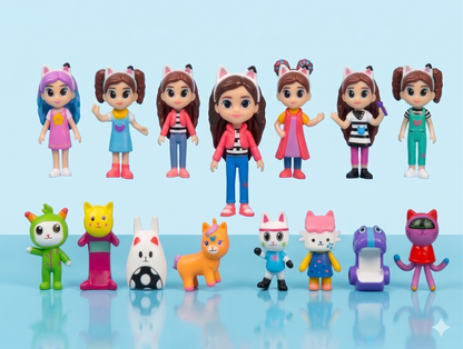 Gabby's Dollhouse 15-Piece Figure Playset | Character & Cat Figures Collection Toy Set for Kids 3+
