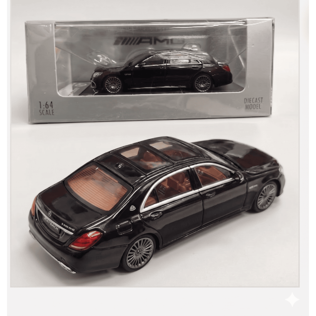 RM 1:64 Mercedes-Benz Mercedes-AMG S63 W222 Open Roof Black Die-Cast Model Car | Premium Luxury Sedan Collectible