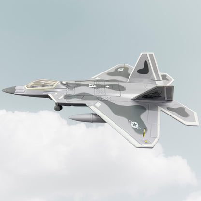 F-22 Fighter Bomber Aircraft Die-Cast Model Jet Toy with Sound | Military Army Fighter Plane for Kids | Pull Back Action Collectible Aircraft