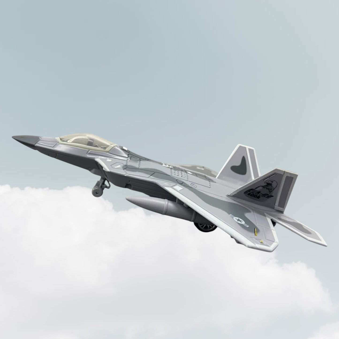 F-22 Fighter Bomber Aircraft Die-Cast Model Jet Toy with Sound | Military Army Fighter Plane for Kids | Pull Back Action Collectible Aircraft