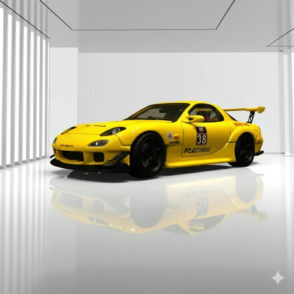BSC - 1:64 -Mazda RX7 #38 -Yellow Diecast Car Model - Jaiman Toys