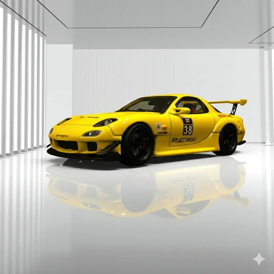 BSC - 1:64 -Mazda RX7 #38 -Yellow Diecast Car Model - Jaiman Toys