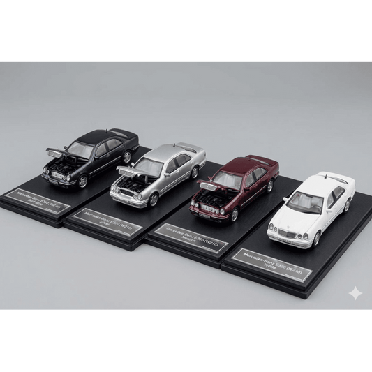 Maxwell Model 1:64 Mercedes-Benz E-Class Diecast Car | Premium Luxury Sedan Collectible with Display Case | 4 Variants
