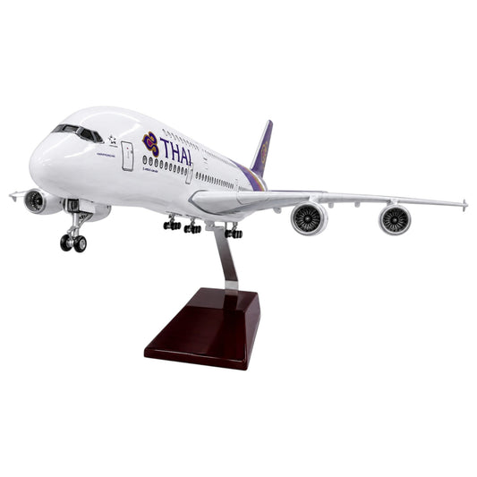 Thai Airways Airbus A380 1:160 Scale Diecast Aeroplane Display Model with LED Light | Premium Aircraft Replica with Display Stand