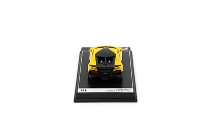 PosterCars 1:64 Bugatti Divo – Jaune Soufre – Acrylic Box | #H19 - Jaiman Toys