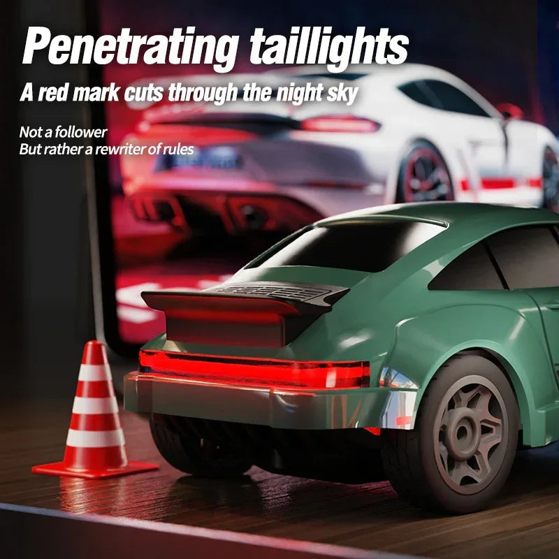 1:64 Scale 2.4GHz 4WD Drift RC Car with LED Lights | Mini High-Speed Racing Remote Control Car (Green)