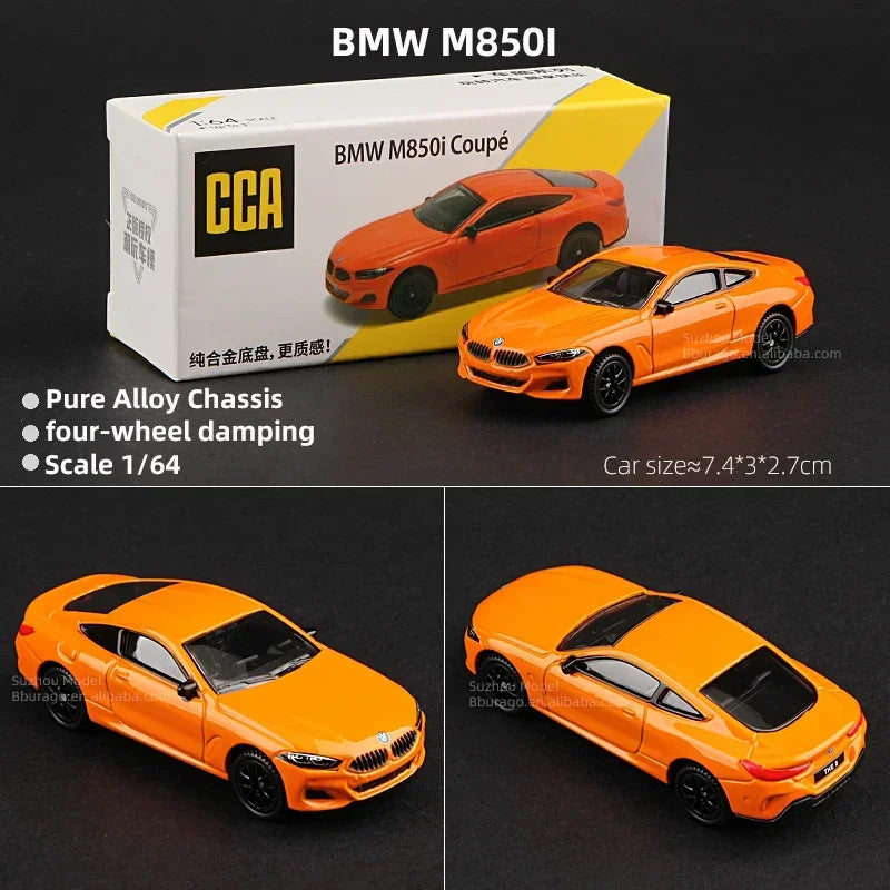 CCA 1:64 BMW M850i Coupé Diecast Model Car – Orange | Alloy Chassis, Suspension, Premium Miniature