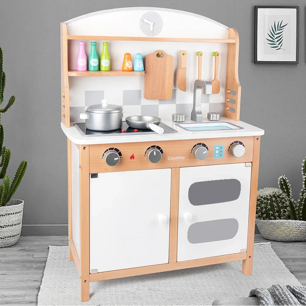 Kids Educational Wooden Kitchen & Food Play Set – Pretend Cooking Role Play Toy
