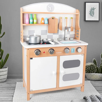 Kids Educational Wooden Kitchen & Food Play Set – Pretend Cooking Role Play Toy