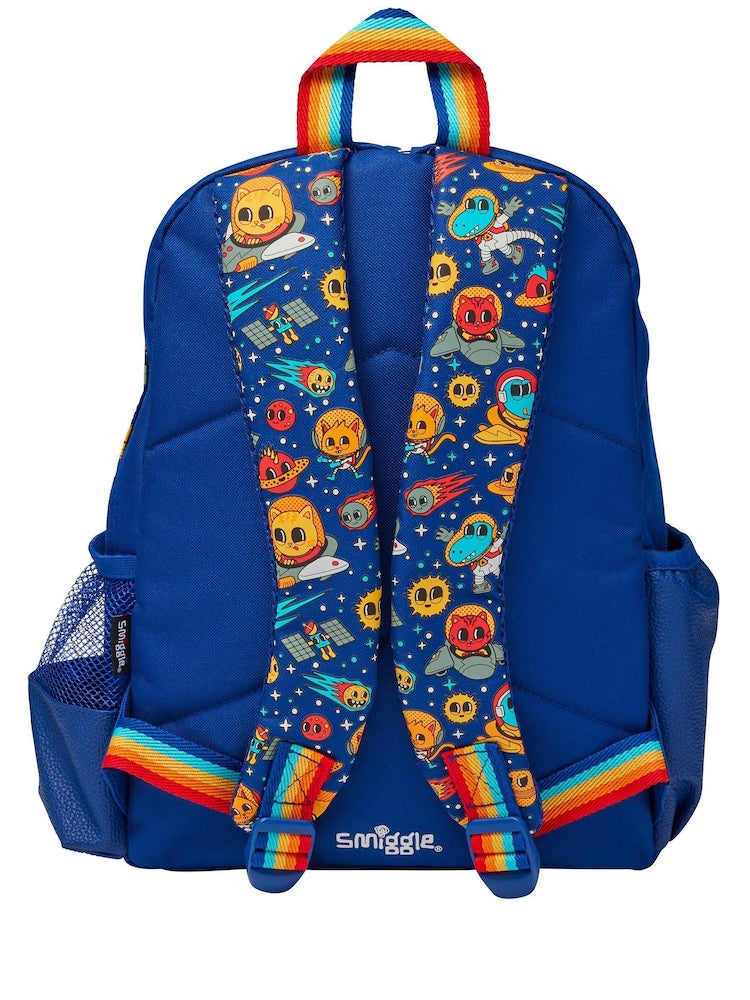 Smiggle Learn to Tell Time Dinosaur Backpack 14 Inch | Kids School Bag with Interactive Clock Front Pocket & Dual Bottle Pockets
