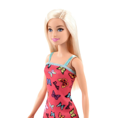 Barbie Fashion Doll with Butterfly Print Pink Dress | Blonde Hair | Mattel Doll for Kids 3+ | Collectible Fashion Toy