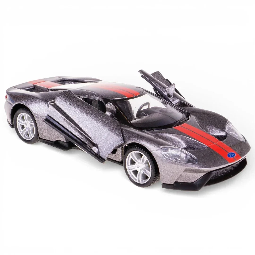 RMZ City Ford GT 1:36 Die-Cast Sports Car | Pull Back & Go | Openable Doors | Blue / Grey Variants
