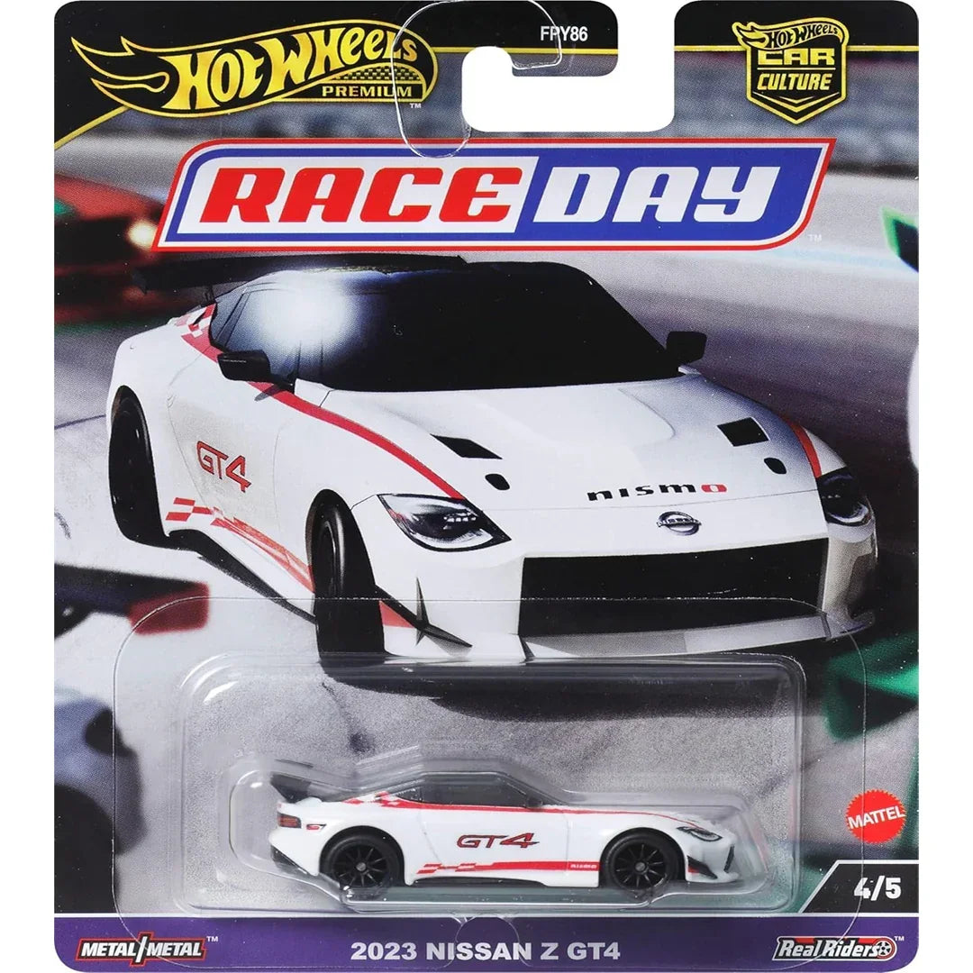 Hot Wheels Premium Race Day 2023 Nissan Z GT4 Diecast Car – Full Metal Body, Real Riders Tires, Car Culture Collector Series