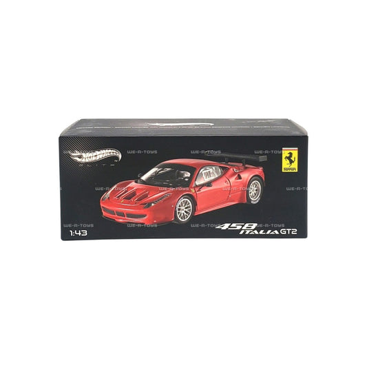 Hot Wheels 1:43 Ferrari 458 Italia GT2 Red Die-Cast Model Car | Premium Ferrari Racing Collectible