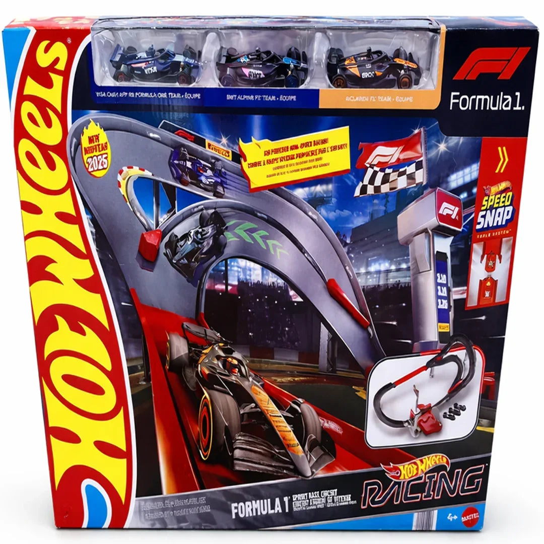Hot Wheels Formula 1 Racing Track Playset with Speed Launcher & Mini Cars