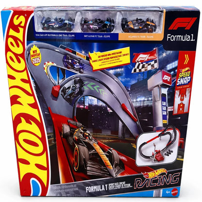 Hot Wheels Formula 1 Racing Track Playset with Speed Launcher & Mini Cars