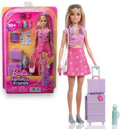 Barbie Family & Friends Travel Doll with Suitcase & Accessories 11 Inch | Blonde Fashion Doll with 10+ Travel-Themed Accessories
