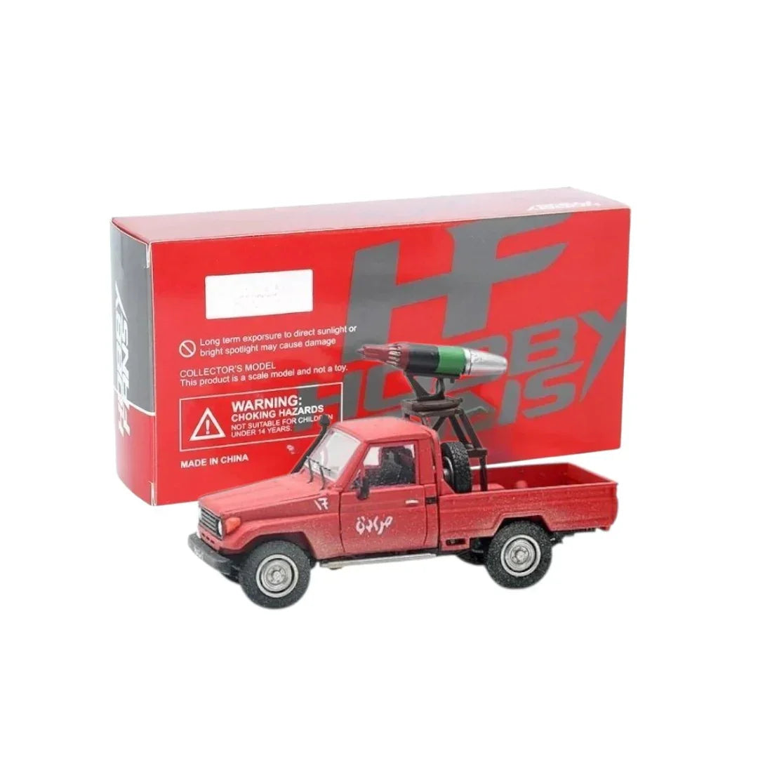 LC80 Toyota Land Cruiser Red Hardcover Edition – 1:64 Diecast Model Car with Ammunition & Rocket Launcher Accessories - Jaiman Toys