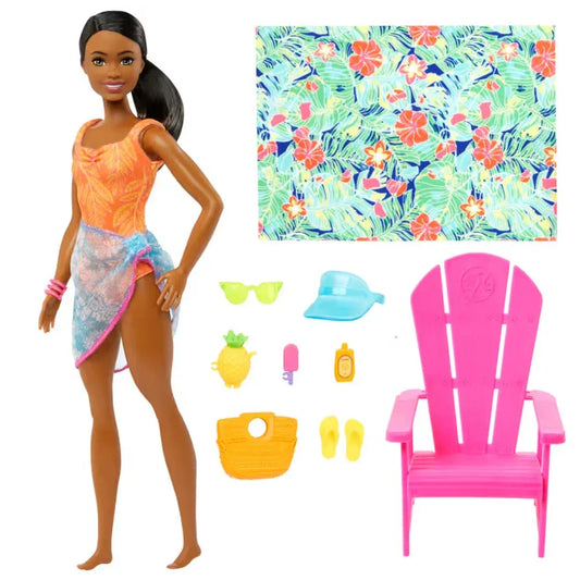 Barbie 12.7" Pink Passport Hawaii Brooklyn Doll Brown Hair/Brown Eyes Playset with Clothes & Travel Accessories - Jaiman Toys