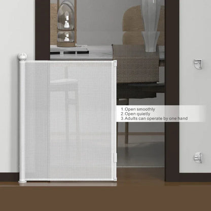SG0021 Baby Safety Gate ,Extra Tall Retractable Stair Gate  Folding Baby & Pet Gate   | Adjustable Lower Bracket | Extra Height Protection