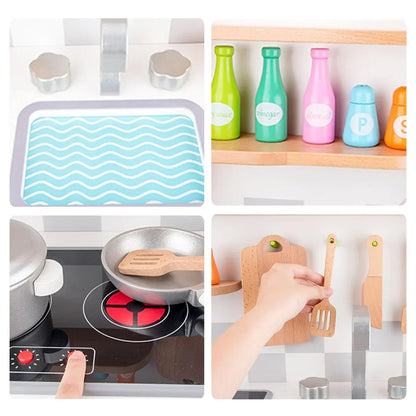 Kids Educational Wooden Kitchen & Food Play Set – Pretend Cooking Role Play Toy