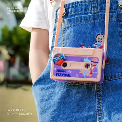 HipHop Tape Fan – Portable Cassette Style Mini Fan with Hand Crank | Retro Music Festival Design Desk Fan (Pack of 1)