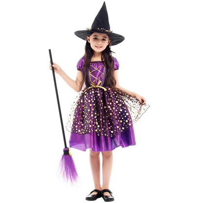 Kids & Adults Halloween Witch, Vampire & Pumpkin Costume with Hat – Party & Carnival Dress