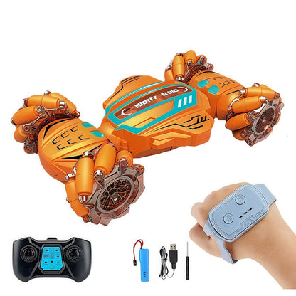 Night Raid 4WD RC Stunt Car – 2.4GHz Gesture Sensing Remote Control Car with Lights & Rotating Wheels (6+ Years)