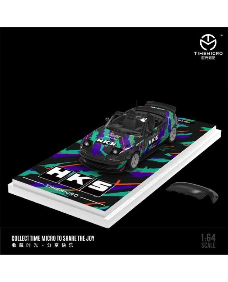 Time Micro Mazda MX-5 HKS Figure Edition 1:64 Scale Diecast Model Car | Premium Metal Collector Car | Display Base, Acrylic Case & Figure Included | Limited Edition | 14+