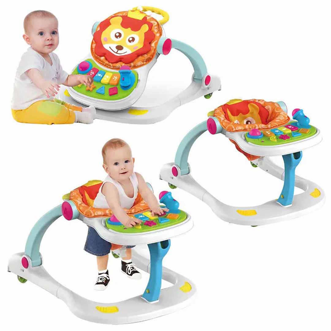 4-in-1 Baby Activity Walker – Sit, Walk & Play Musical Walker with Interactive Toy Panel for Infants