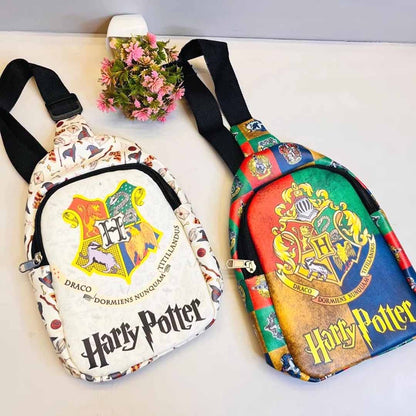 Wizard Theme Kids Sling Bag 24cm – Cartoon Crest Crossbody Chest Bag for Kids Travel & School