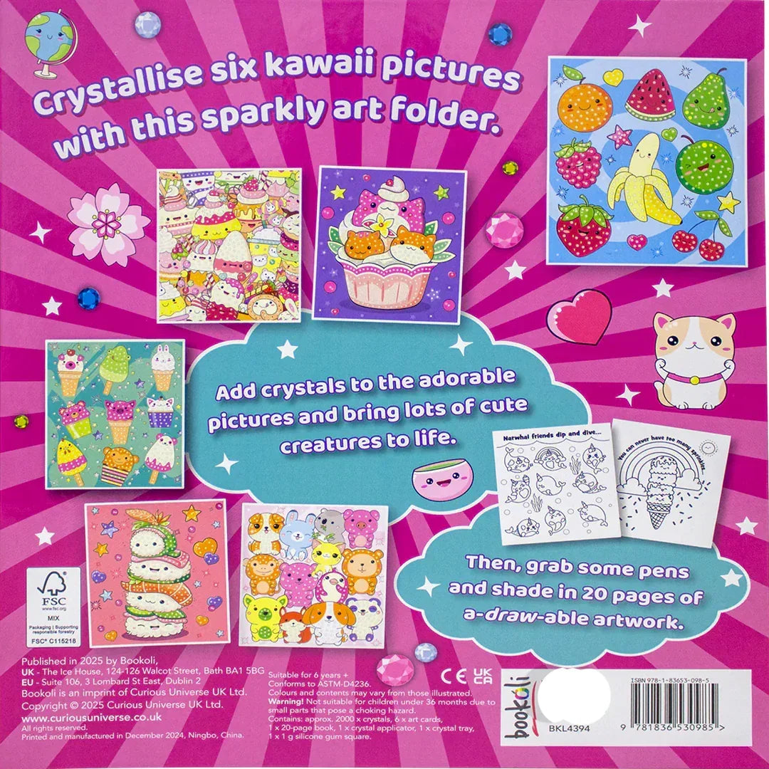 Sparkle Art Kawaii Crystal Craft Kit – 6 Cute Picture Set with 2,000 Crystals for Creative Kids