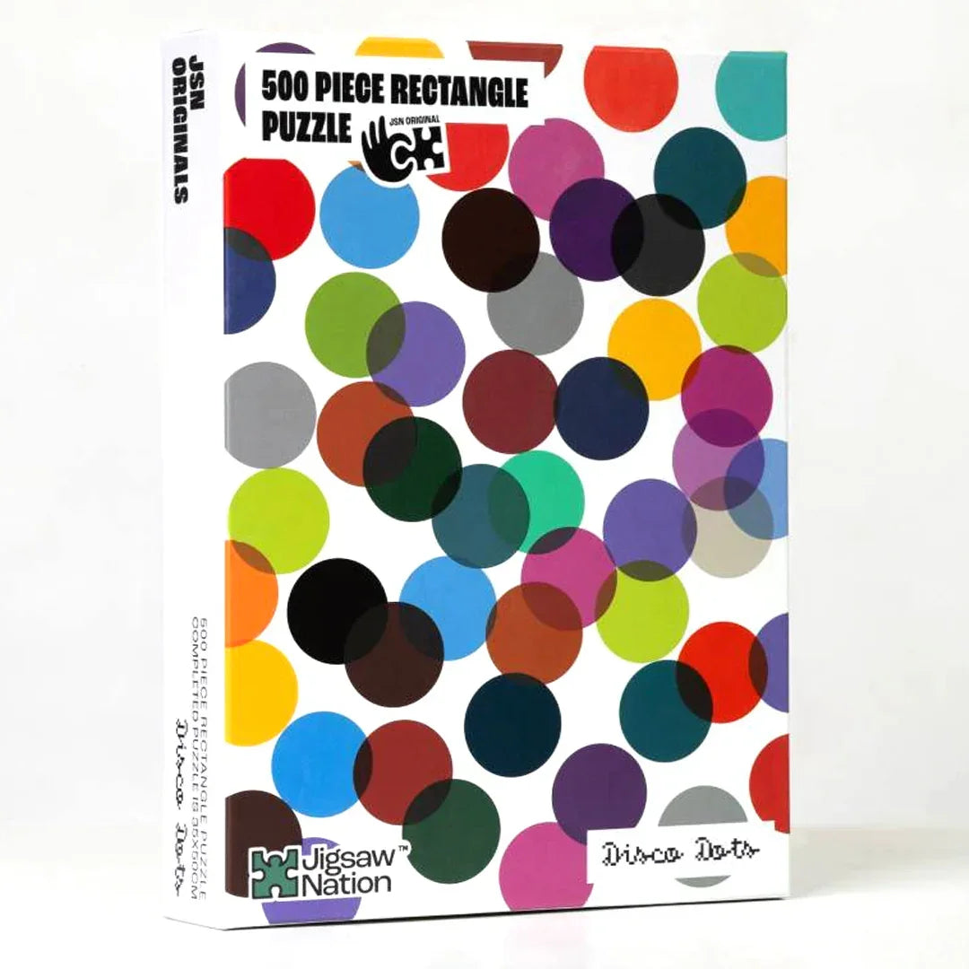 Jigsaw Nation 500 Piece Rectangle Puzzle – Disco Dots | Colorful Abstract Jigsaw Puzzle for Teens & Adults