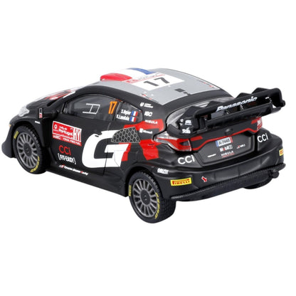 Bburago 1:43 Toyota GR Yaris Rally1 Hybrid No.17 Diecast Model – WRC Rally Racing Car with Display Case