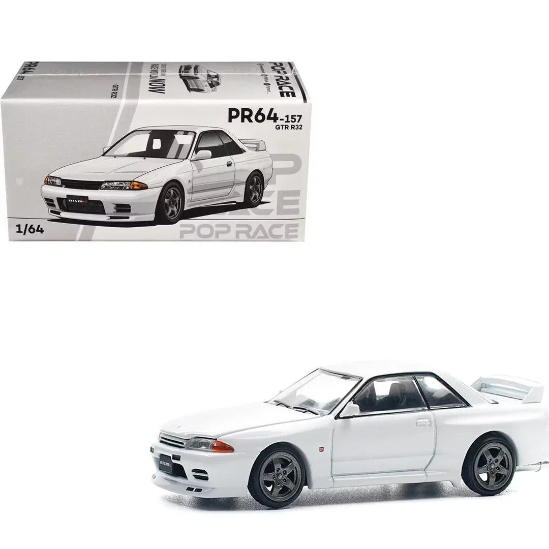 Pop Race PR64-157  GT-R R32 1:64 Die-Cast Model Car | White | JDM Collector Edition