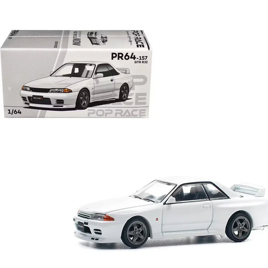 Pop Race PR64-157  GT-R R32 1:64 Die-Cast Model Car | White | JDM Collector Edition