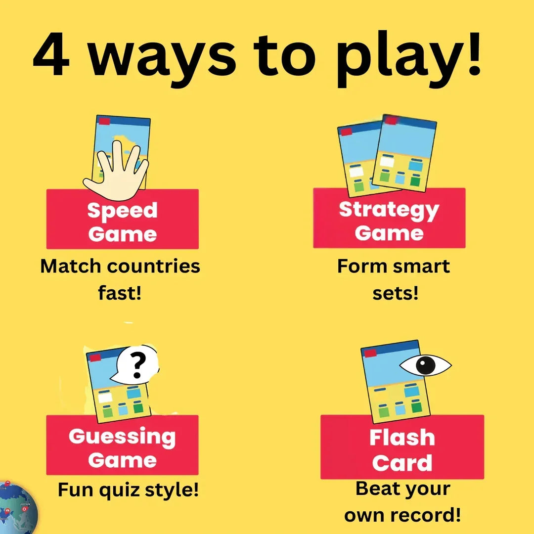 YUKA CHAMPS Country Champs Educational Geography Card Game – 4 Games in 1 Learning Game for Kids & Family (1–6 Players)