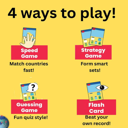 YUKA CHAMPS Country Champs Educational Geography Card Game – 4 Games in 1 Learning Game for Kids & Family (1–6 Players)