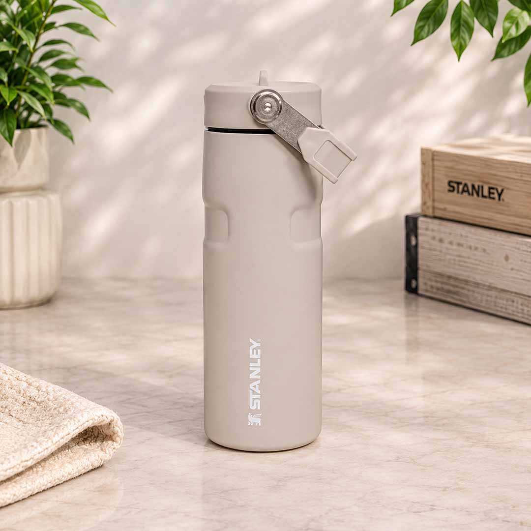 Stanley IceFlow Flip Straw Water Bottle 16oz (473ml) Vacuum Insulated Stainless Steel Water Bottle – Cream