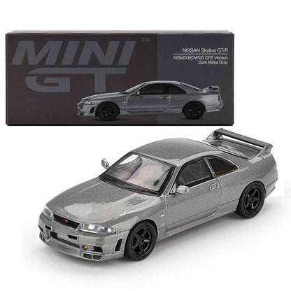 MINI GT 1:64 Nissan Skyline GT-R NISMO BCNR33 CRS Version Dark Metal Gray Die-Cast Model Car