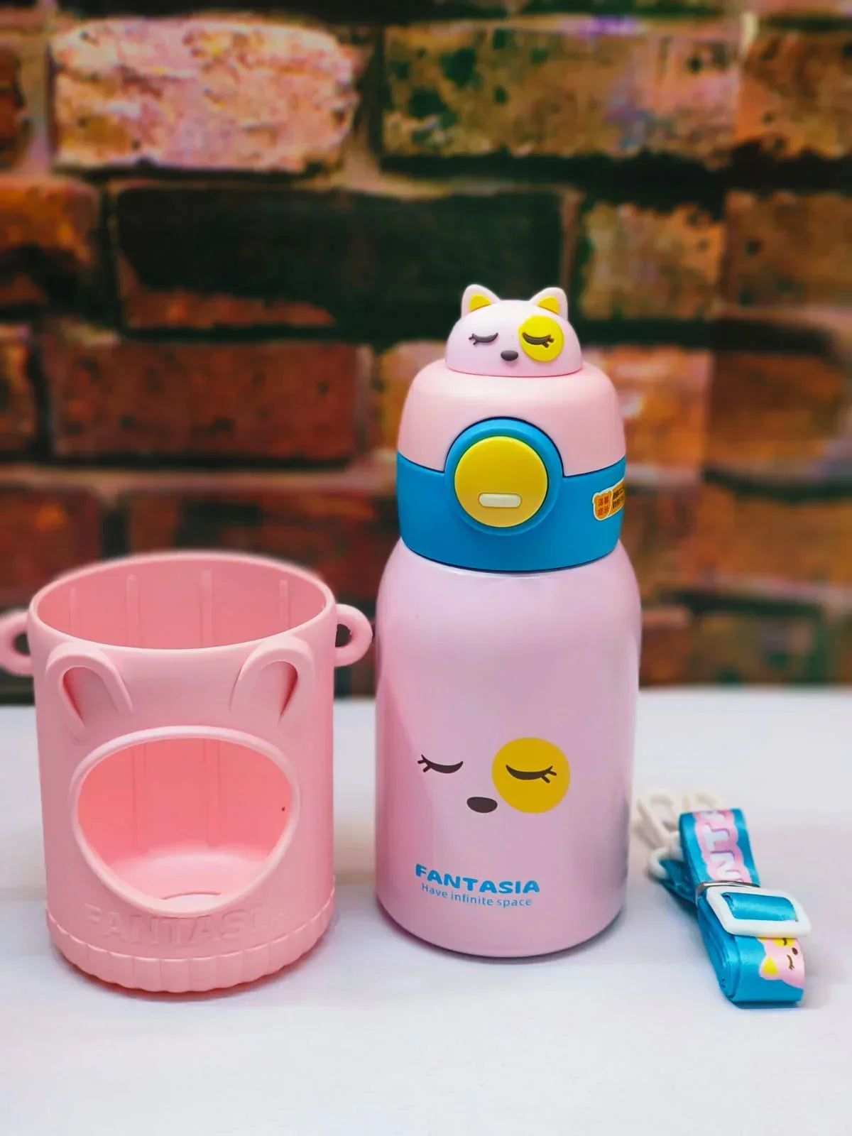 Cute Premium Kids Insulated Water Bottle Stainless with Silicon Cover 500 ML (Pink) - Jaiman Toys