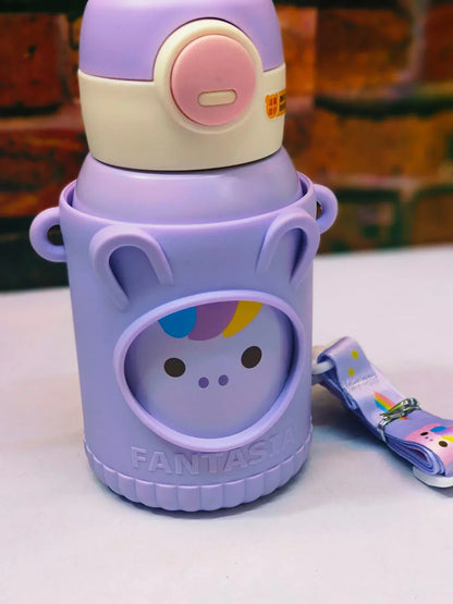 Cute Premium Kids Insulated Water Bottle Stainless with Silicon Cover 500 ML (Purple) - Jaiman Toys