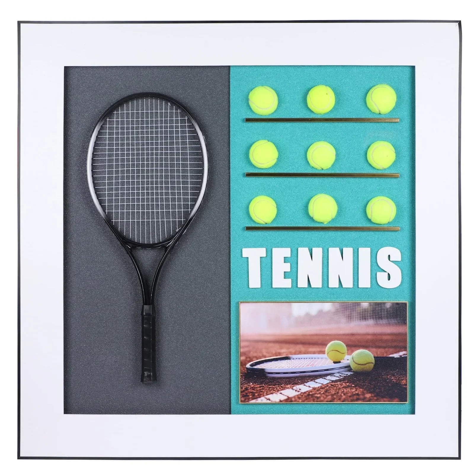 3D Tennis Racket with Tennis Ball 55x28 cm Decorative Wall Frame – Elevate Your Space with Sporting Elegance - Jaiman Toys
