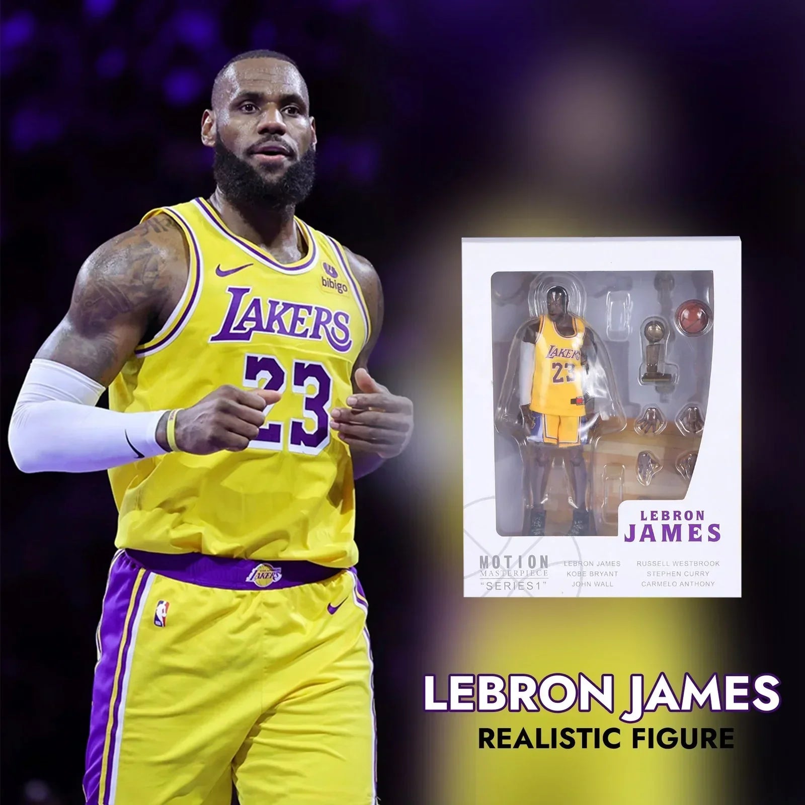 LeBron James Action Figure with Championship Accessories - Jaiman Toys