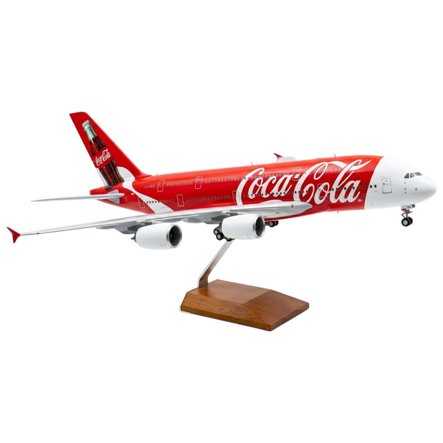 380 Coca Cola 1:160 Scale Diecast Aeroplane Display Model with LED Light | Premium Aircraft Replica with Display Stand