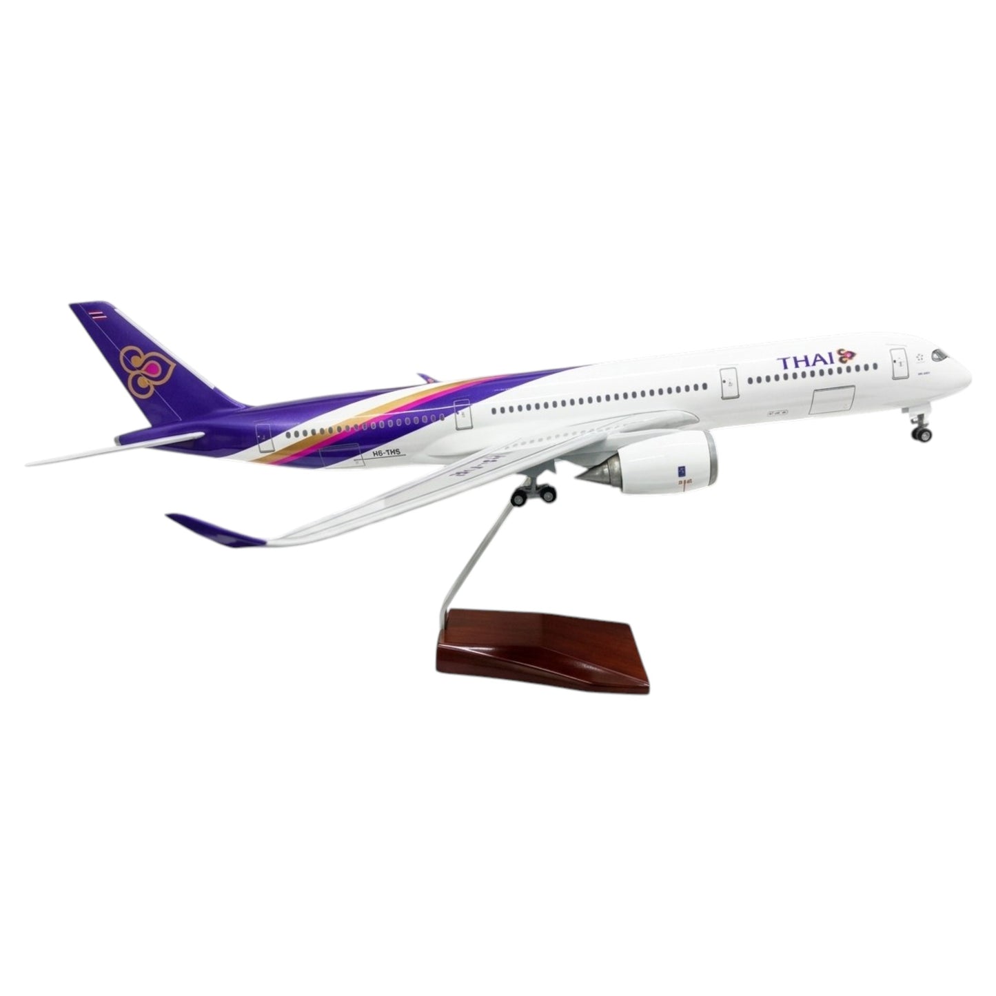 Thai Airways A350 1:142 Scale Diecast Aeroplane Display Model with LED Light | Premium Aircraft Replica with Display Stand