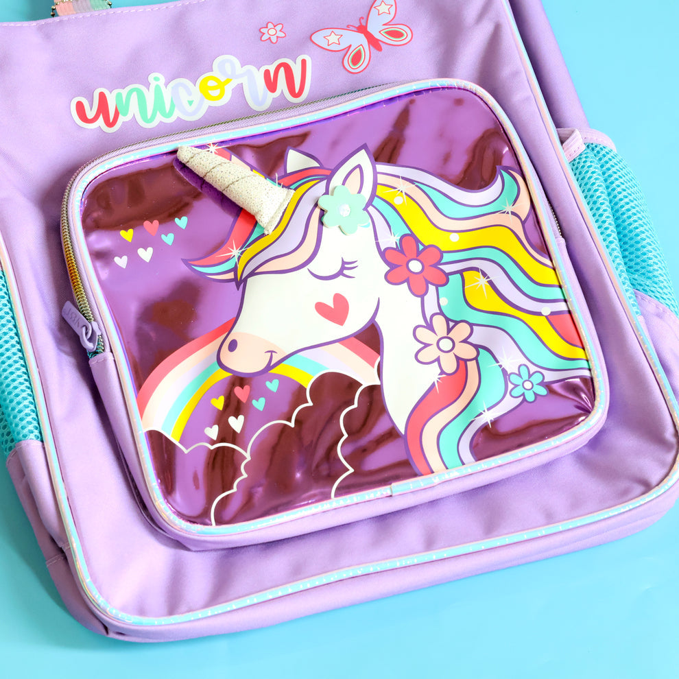 Vest Unicorn Rainbow Kids Backpack (32 x 26 cm) | Magical Unicorn-Themed School & Activity Bag with Side Mesh Pockets